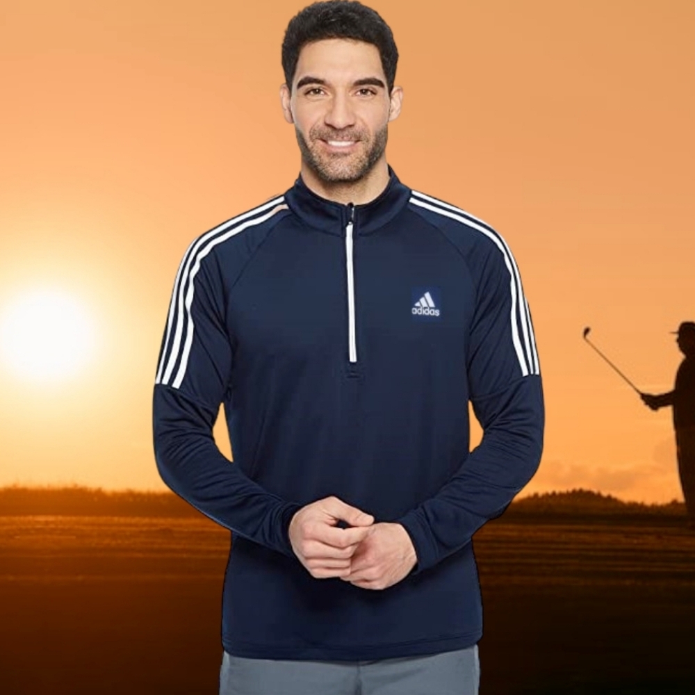 Adidas 3 Stripe 1/4 Zip Pullover Golf Sweater Size Medium